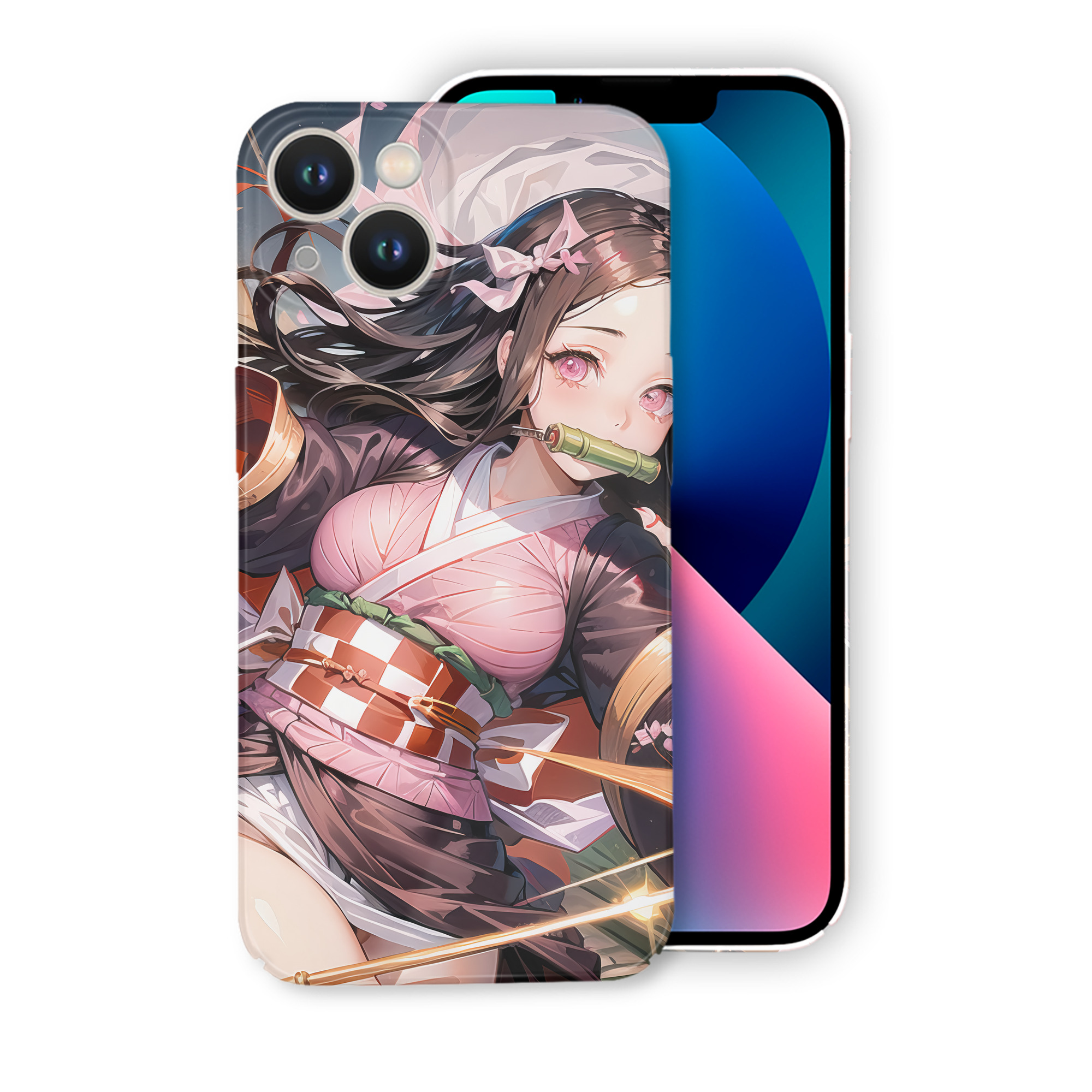 （画像用） 鬼滅の刃（きめつのやいば）竈門 禰󠄀豆子／かまど ねずこ Kamado Nezuko 【iPhone 14シリーズ対応】ハードケース